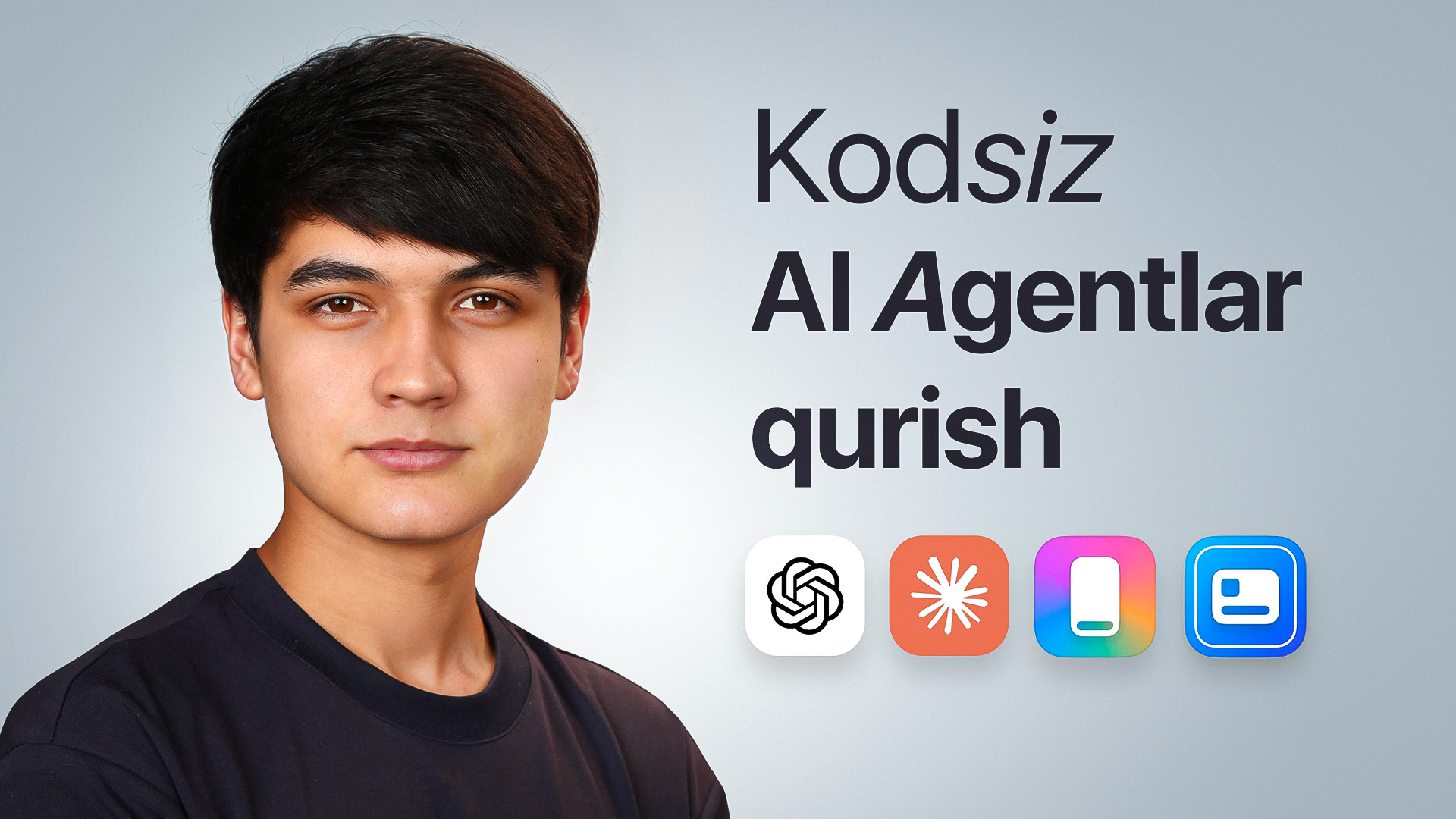 Bepul, sifatli  100% lik kodsiz AI agentlar qurish  kursi  - Ustoz ai . Ustoz  Lazizbek Nazarqulov 100% lik kodsiz AI agentlar qurish
