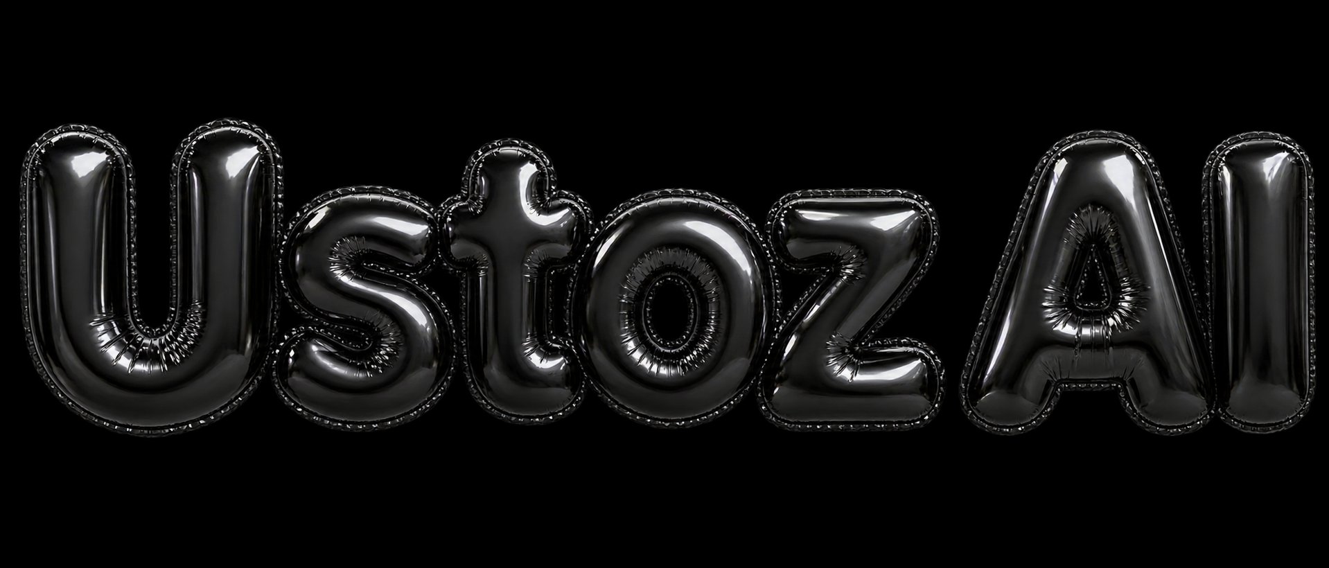 ChatGPTʼda ishlash Create a photorealistic 3D word "Ustoz AI" as an inflated metallic foil balloon…