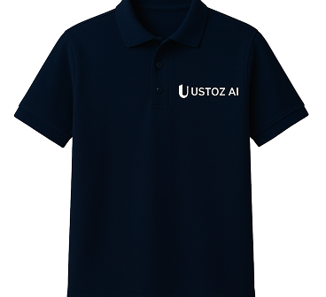 Ustoz AI brendi tushirilgan futbolka