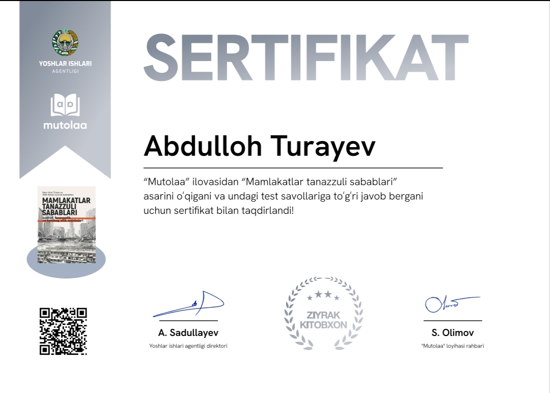 Mamlakatlar tanazzuli asari tugadi...
