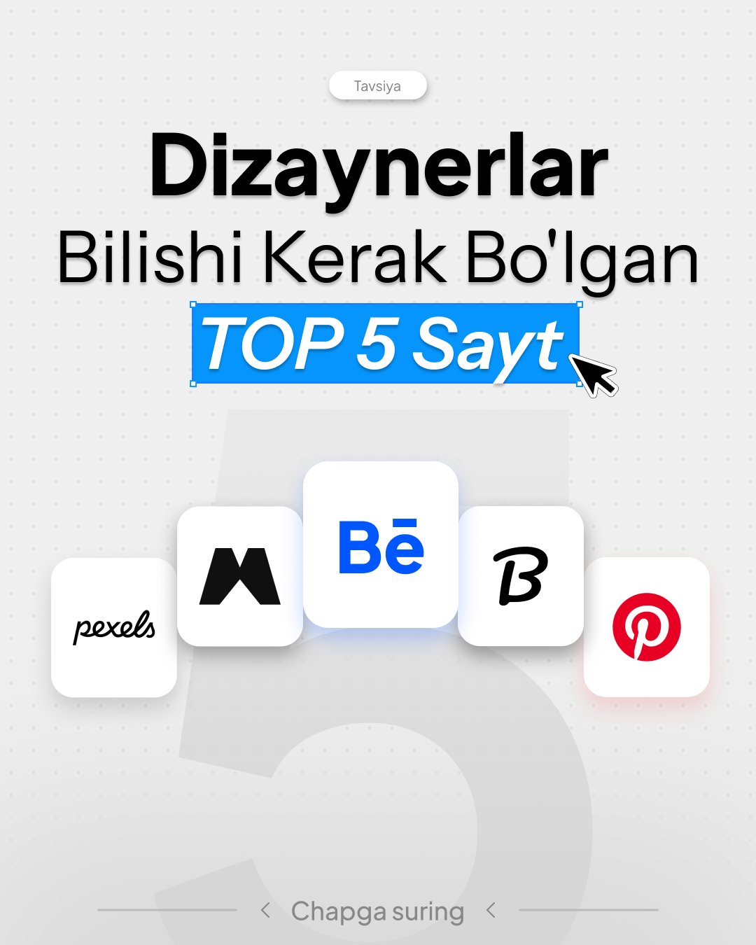 Dizaynerlar bilishi kerak bo‘lgan TOP 5 sayt 🚀 Dizaynerlar bilishi kerak bo‘lgan TOP 5 sayt 🚀…