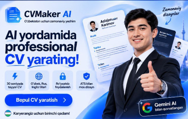 CV resume Generate Ushbu platformaga siz o'zingiz haqingizda va ish tajribalaringiz va…